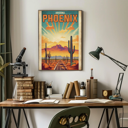 Phoenix Arizona Vintage Travel Poster Artwork