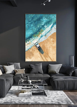 Adventure Awaits: Modern Beach Scene Travel Poster