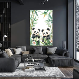 Enchanting Pandas in Bamboo Animal Poster