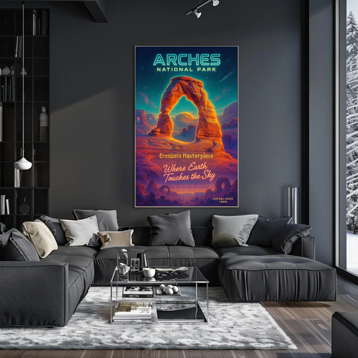 Arches National Park Starry Night Vintage Travel Poster