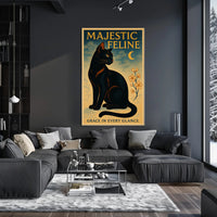 Elegant Black Cat Vintage Artistry Animal Poster