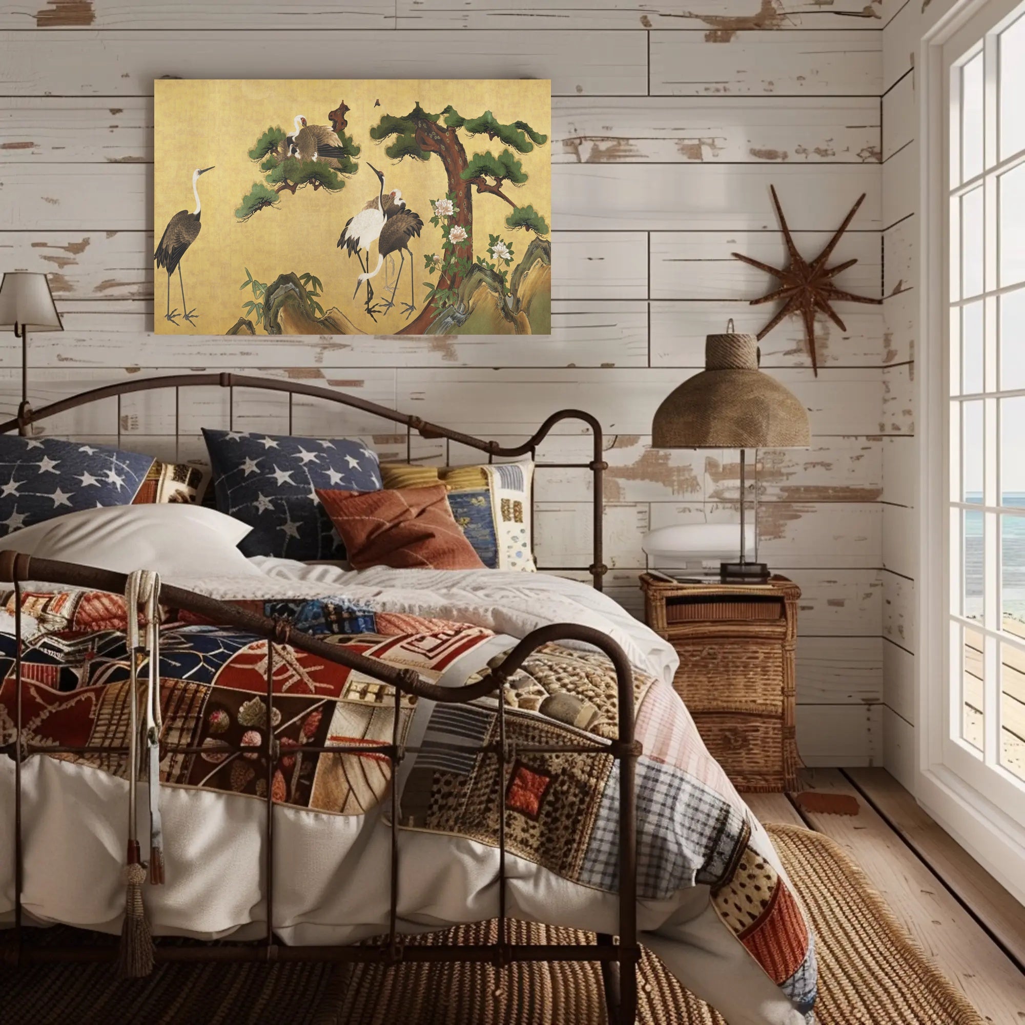 Cranes in Serenity: Traditional Asian Art Cultural Poster