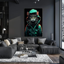 Anthropomorphic Cat Poster: Urban Fantasy Art Print