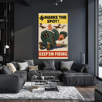 KEEP'EM FIRING WWII Propaganda Patriotic Poster