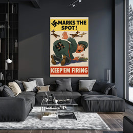 KEEP'EM FIRING WWII Propaganda Patriotic Poster
