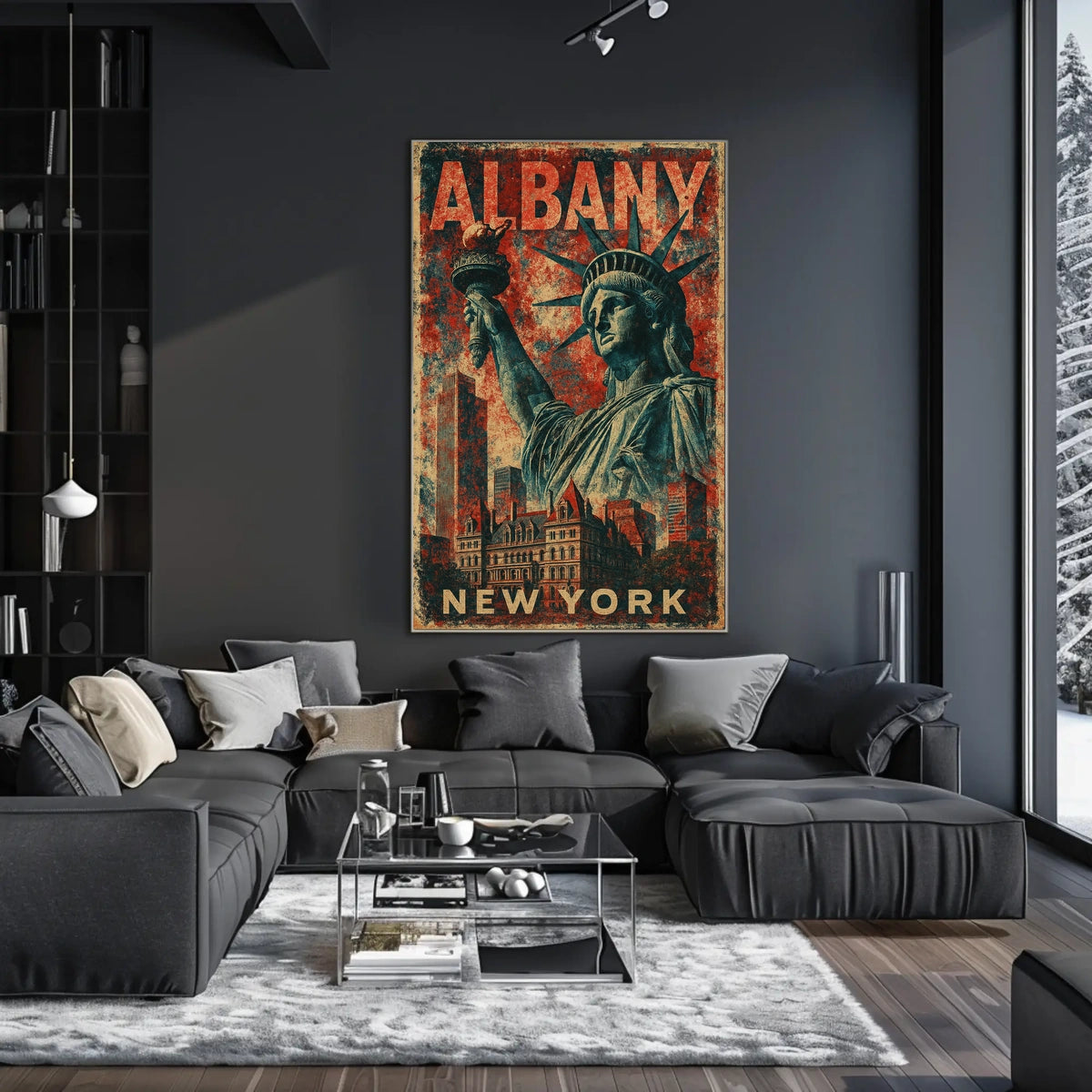 Albany Cityscape Vintage Style Wanderlust Poster