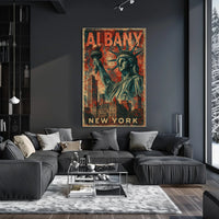 Albany Cityscape Vintage Style Wanderlust Poster
