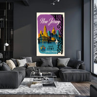 New Jersey Skyline Vintage Travel Poster
