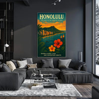 Honolulu Adventure Vintage Travel Poster Art