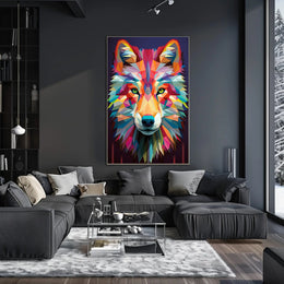 Geometric Wolf Art Poster PosterGoat