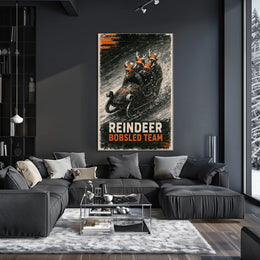 Reindeer Bobsled Team Poster