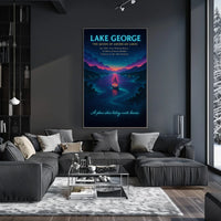 Lake George Scenic Illustration Sunset Poster