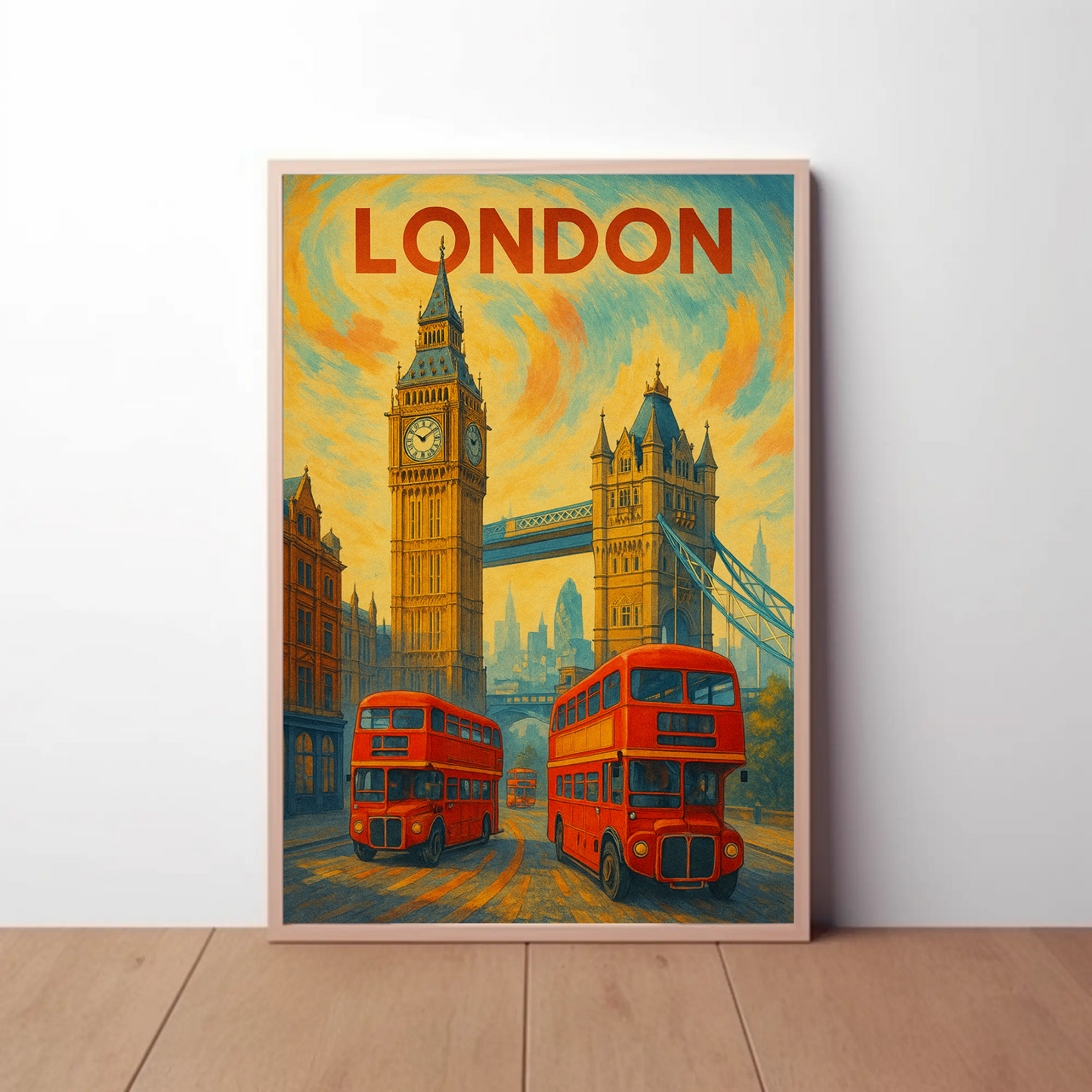 London Red Bus Big Ben Travel Poster
