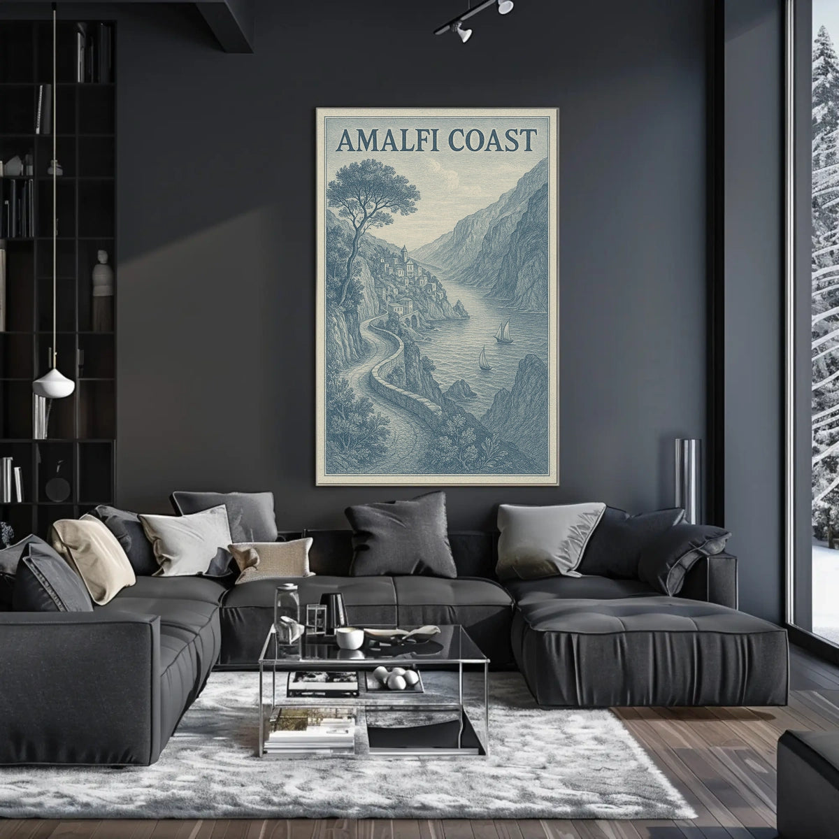 Amalfi Coast Scenic Poster Wall Art for Coastal Decor