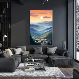 Great Smoky Mountains Landscape Poster Vintage Print