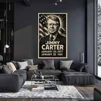 Jimmy Carter 39th President of the United States B & W Comic Sketch Poster