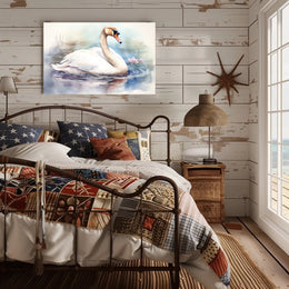 Tranquil Swan in Watercolor Poster PosterGoat