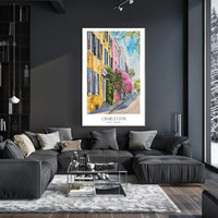 Charming Watercolor Charleston Street Scene Travel Poster PosterGoat
