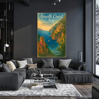 Amalfi Coast Vintage Travel Poster: Mediterranean Serenity