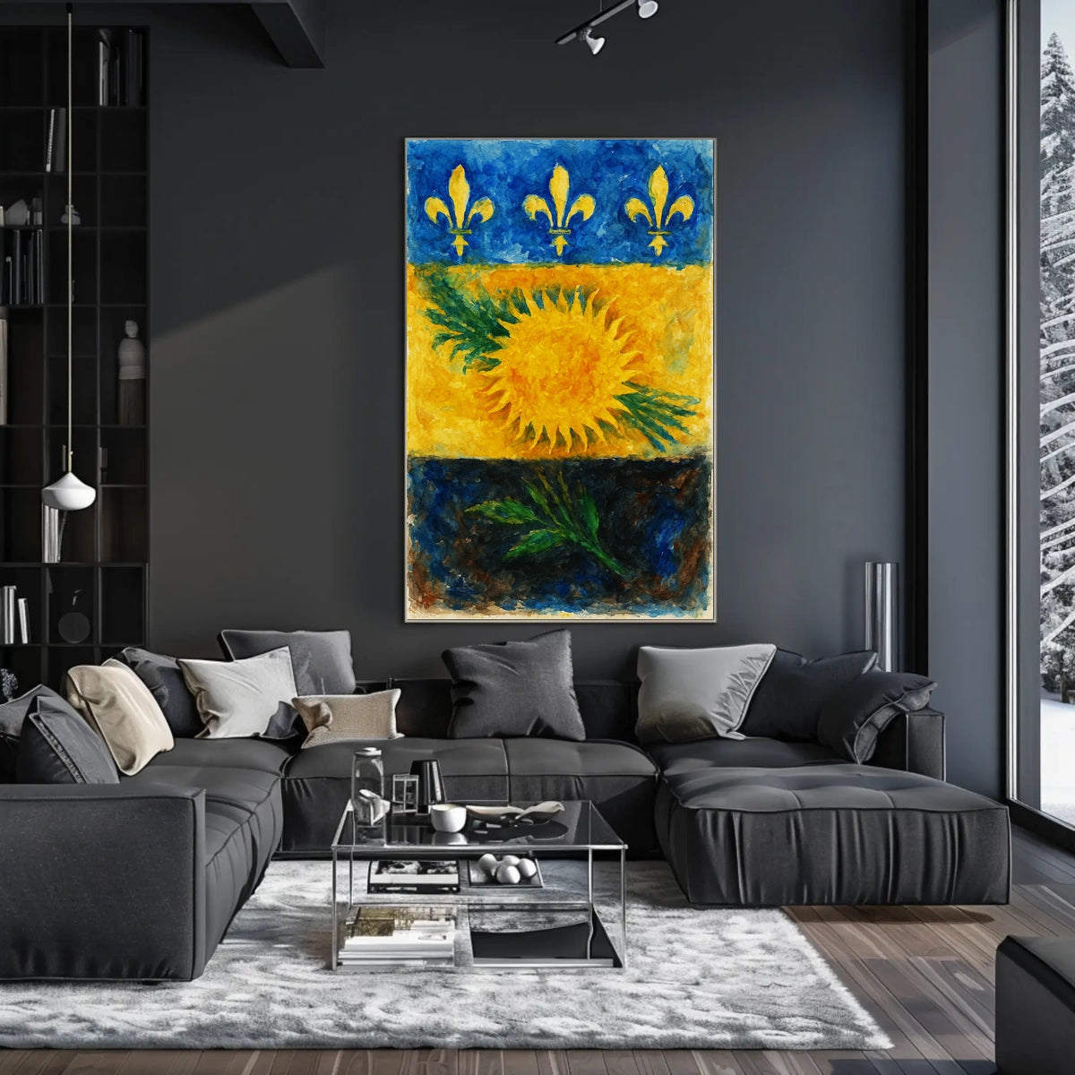 Sunflower and Fleur-de-Lis Poster