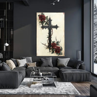 Gothic Cross with Roses Art Print Poster