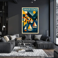 Amalfi Coast Geometric Art Poster Coastal Wall Art Print