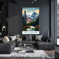 North Cascades Vintage Landscape Art National Park Poster