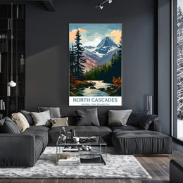 North Cascades Vintage Landscape Art National Park Poster