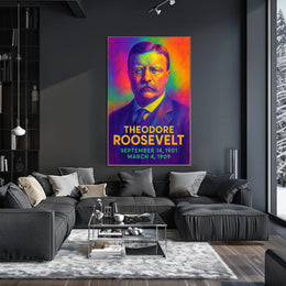 Theodore Roosevelt 26th President of the United States Neon Gradient Overlay Poster