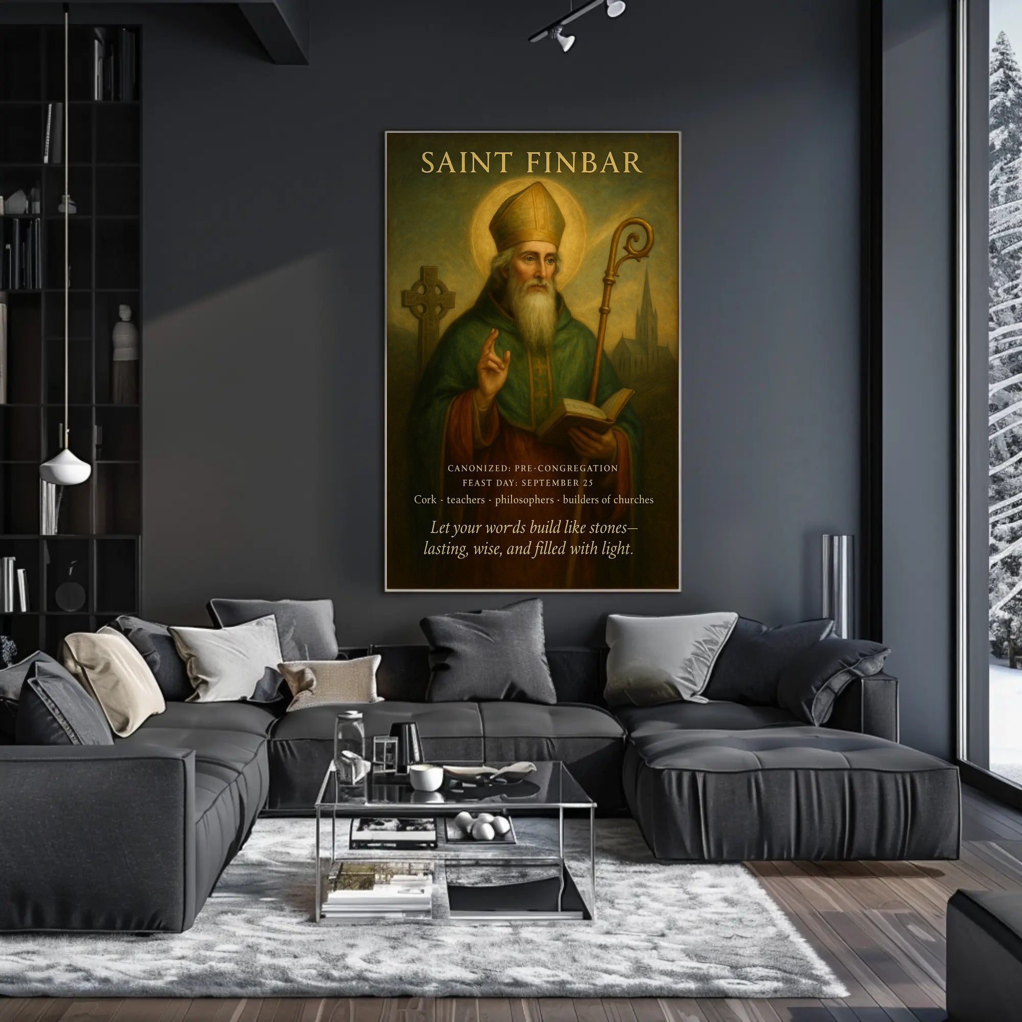 Saint Finbar Vintage Art Religious Cultural or Heritage Poster