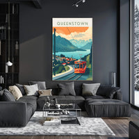 Queenstown Mountains and Tram Travel Poster