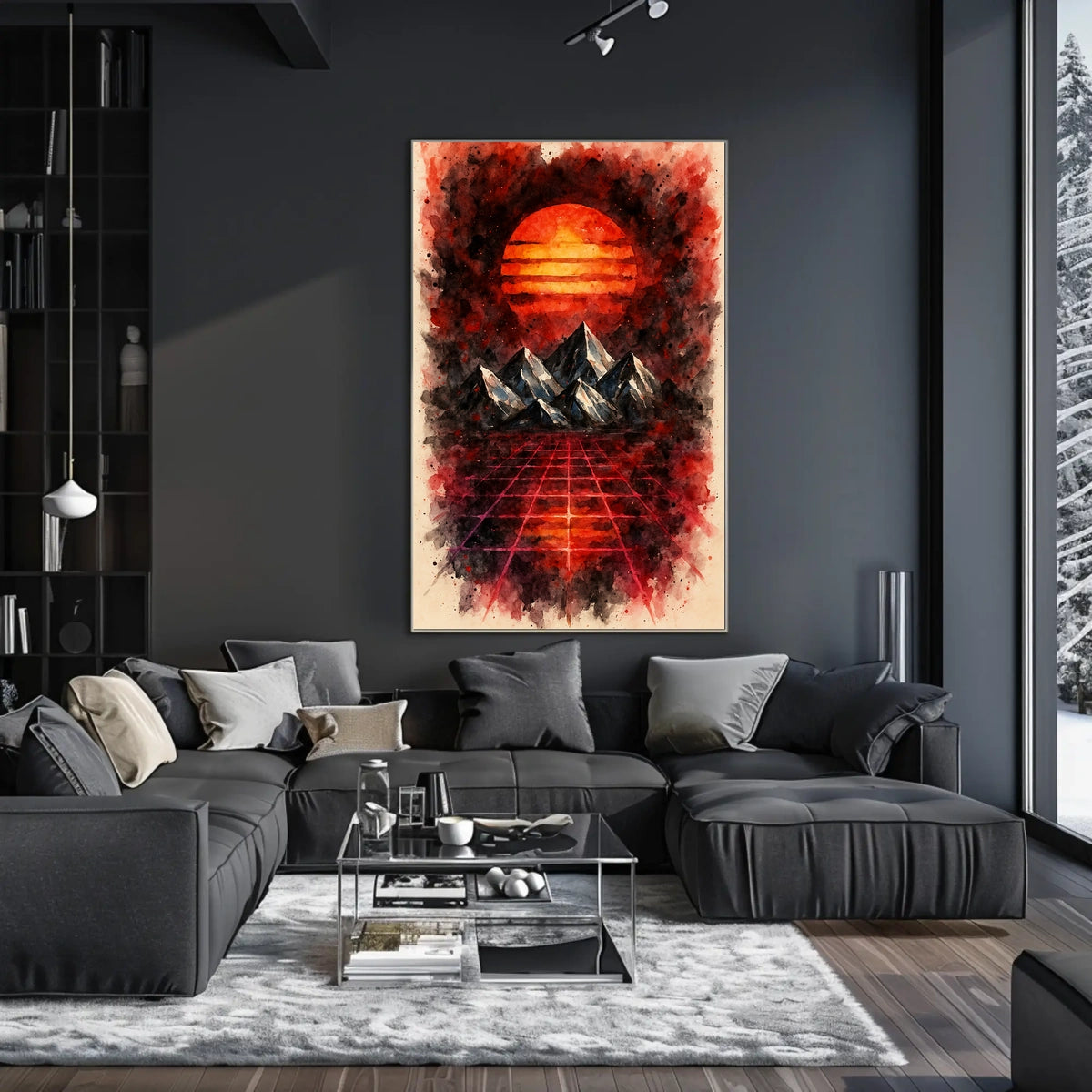 Vivid Retro-Futuristic Surreal Landscape Futuristic Sci-Fi Poster