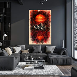 Vivid Retro-Futuristic Surreal Landscape Futuristic Sci-Fi Poster