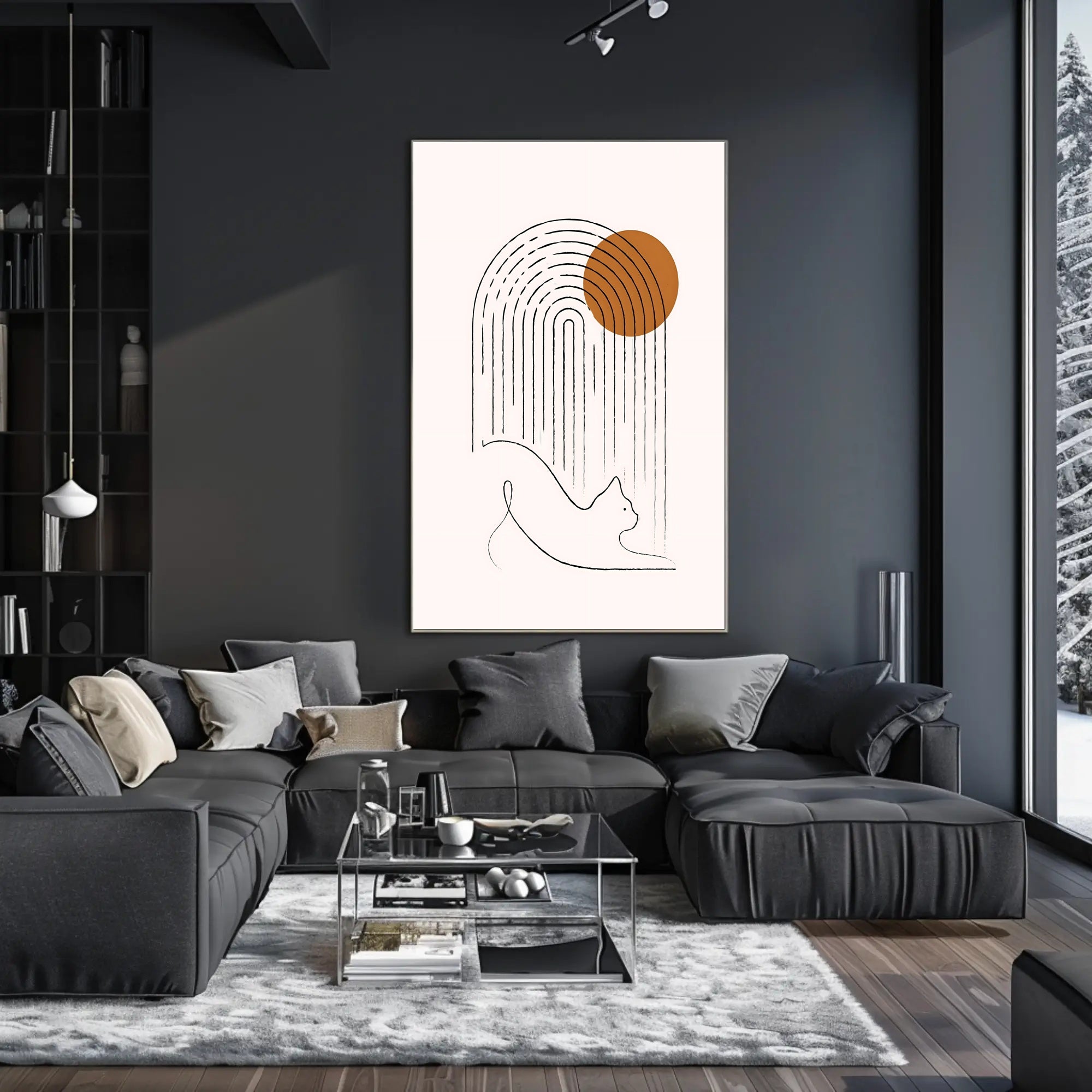 Minimalist Cat and Arch Design Poster