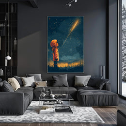 Dreamy Child Gazes at Stars Space or Astronomy Poster PosterGoat
