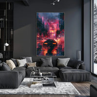 Futuristic Neon Cityscape Sci-Fi Adventure Poster PosterGoat