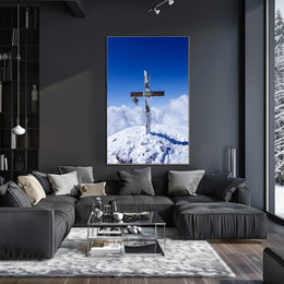 Cross On A Snowy Peak Poster