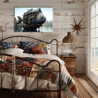 Whimsical Houseboat Scene on Fantasy Poster