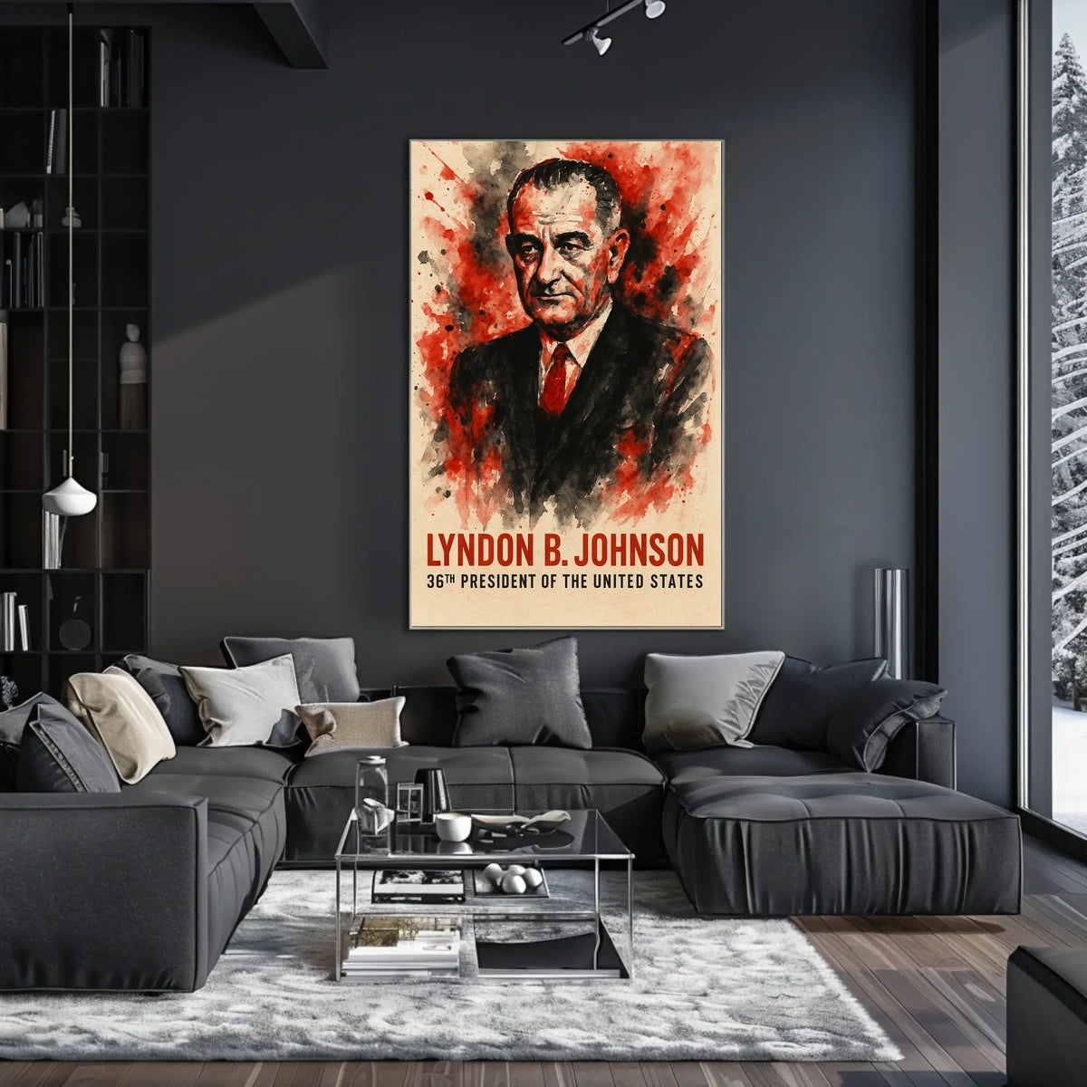 Lyndon B. Johnson Watercolor Presidential Poster