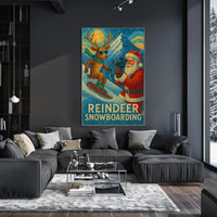 Reindeer Snowboarding Adventure Poster