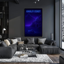 Amalfi Coast Futuristic Design Poster Wall Art For Decor