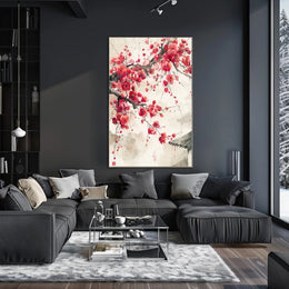 Cherry Blossoms Sumi-e Art: Cultural or Heritage Poster PosterGoat