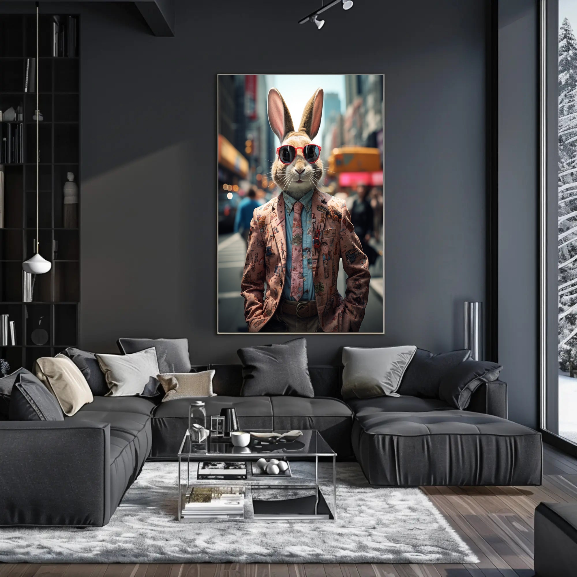 Stylish Rabbit In The City Poster
