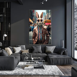 Stylish Rabbit In The City Poster