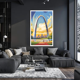 Gateway Arch Travel Poster Vintage Style Print