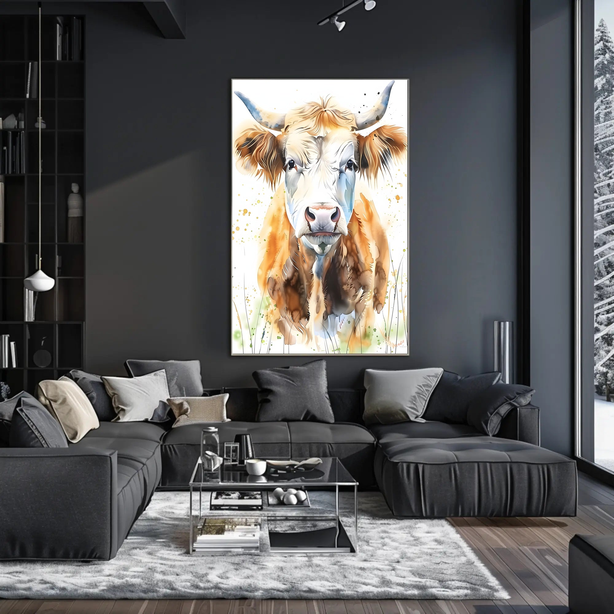 Cow Watercolor Wall Art Poster Rustic Farmhouse Print