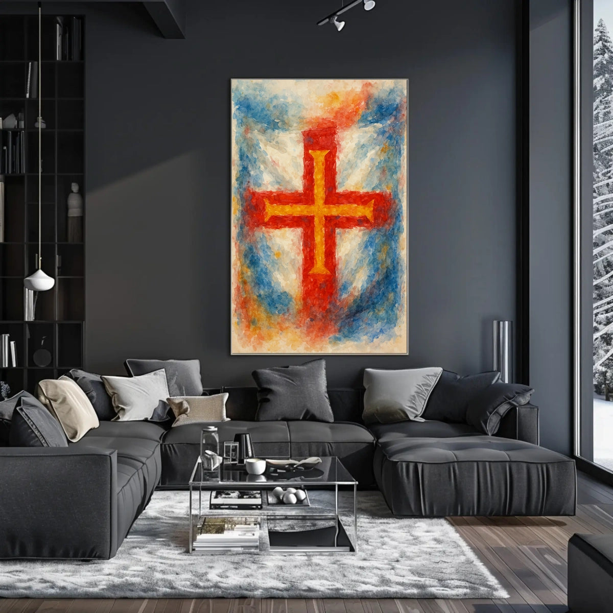 Abstract Cross in Watercolor Poster