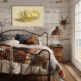 Owls on Rustic Ledge Vintage Animal Poster