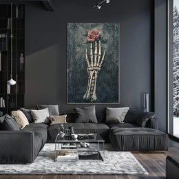 Skeletal Hand and Rose Gothic Artwork Poster