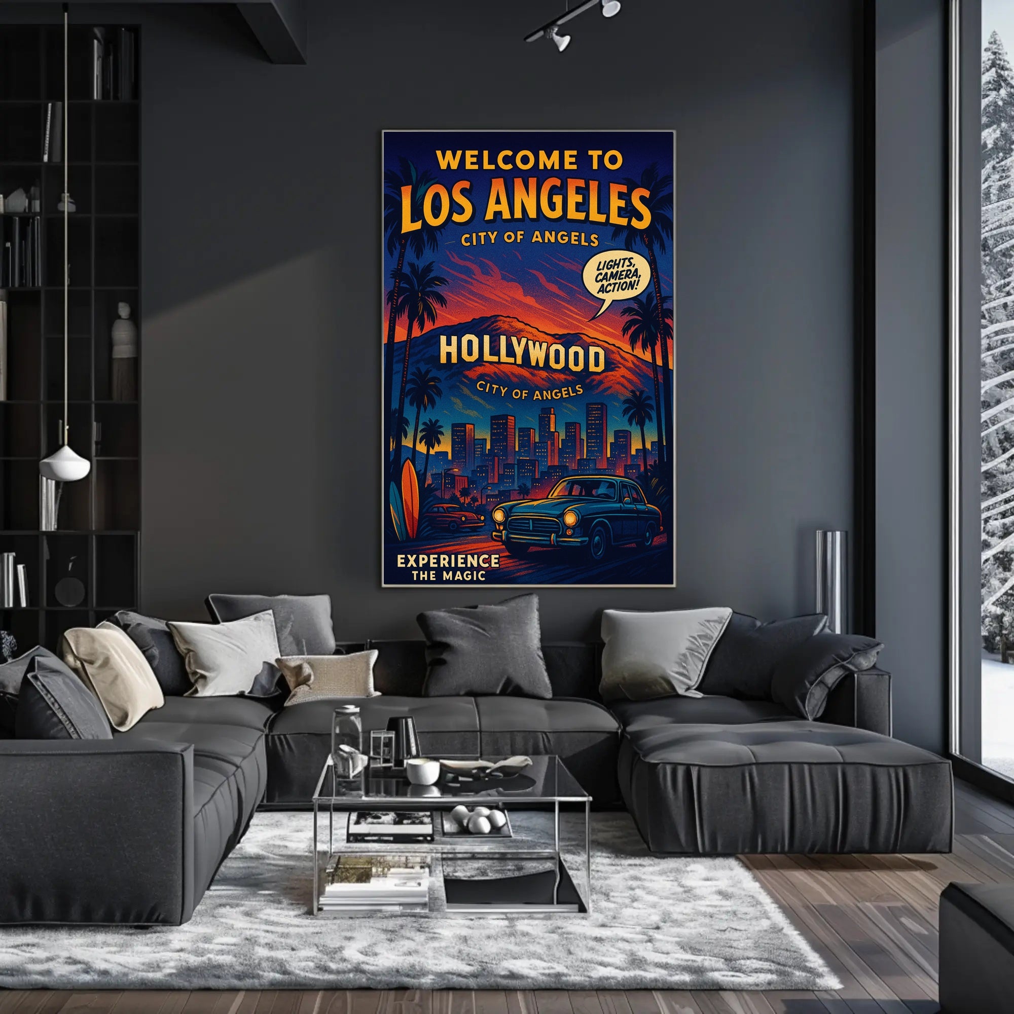 Los Angeles Retro Cityscape Travel Poster
